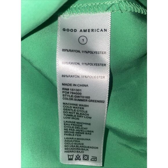 Good American Cut In Woven Tank TOP Summer Green Women’s Size 1 Small NEW - Picture 5 of 5